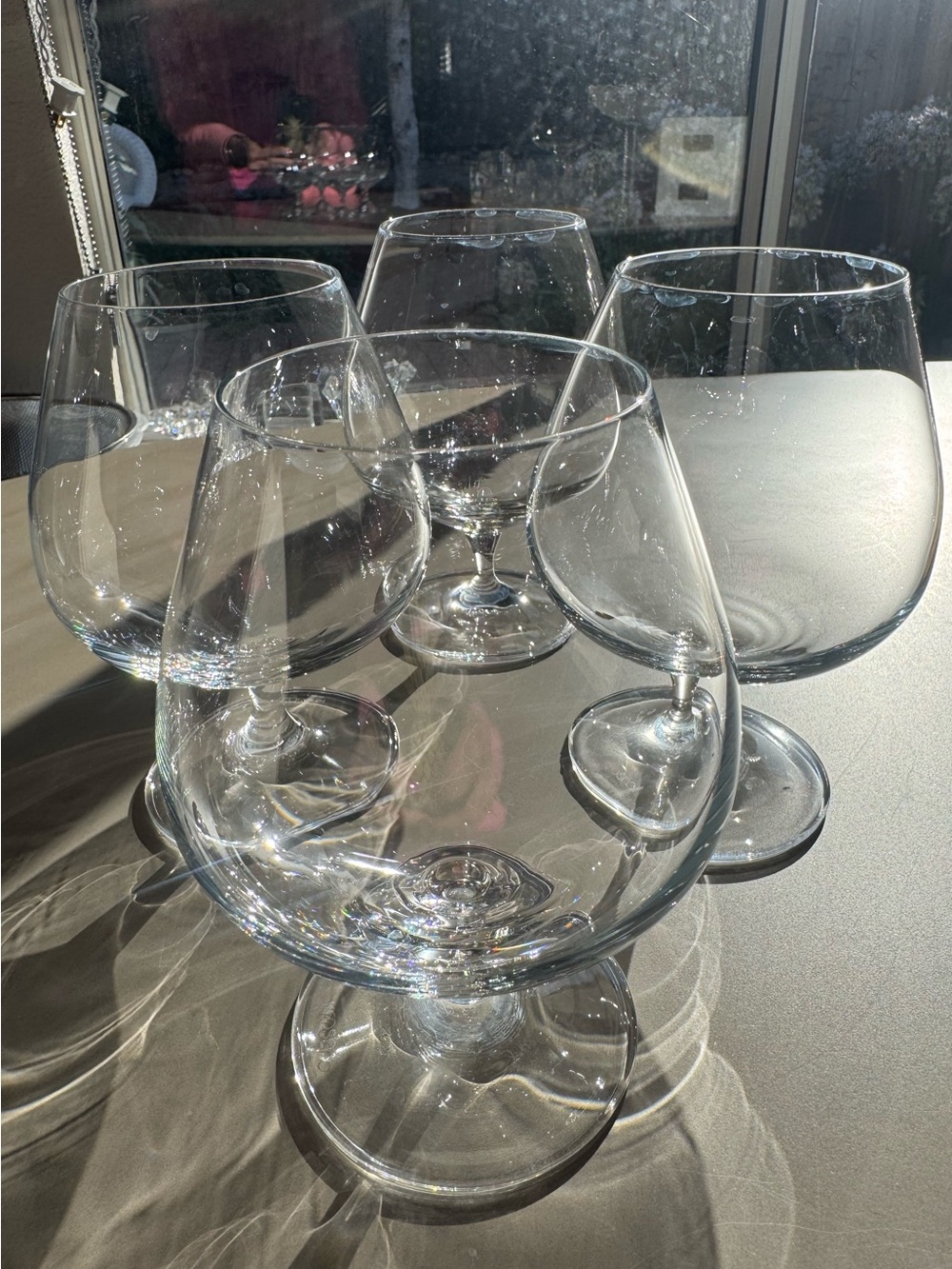 Krosno Poland Cognac Brandy Snifter Glasses Set of 4 Crystal 6.5”